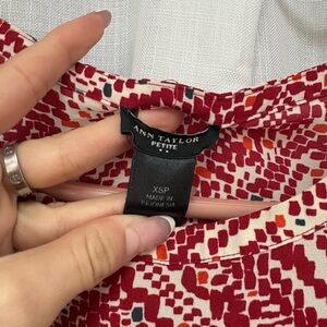 Ann Taylor Red and Cream Mosaic Blouse